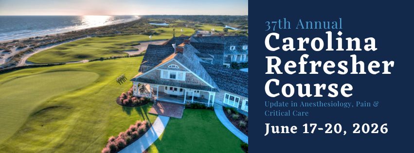 UNC_Anesthesia's tweet photo. Dreaming of summer days? Need CME? Register now for the 37th Carolina Refresher Course June 17-20, 2026!  https://t.co/zPiPlw2LKi
Providing world-class CME for physicians and CRNAs in a relaxed environment. 🏌📷 🏖️ https://t.co/xwwmmk1tmx