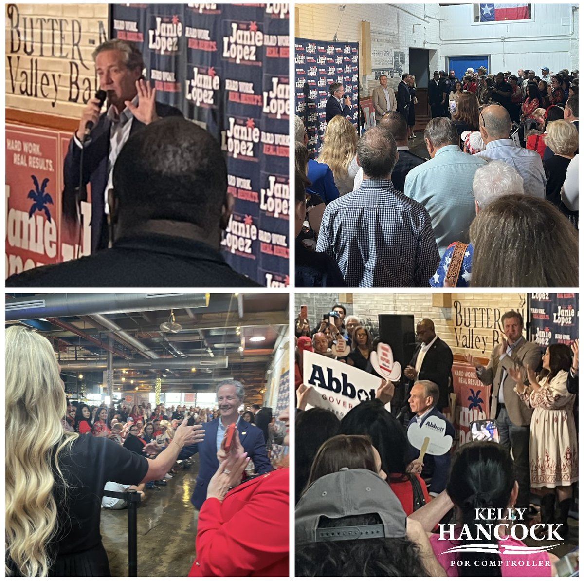KHancock4TX's tweet photo. Great rally with @GregAbbott_TX in Harlingen as we wrap up our statewide Get Out The Vote tour!

Incredible crowds and strong momentum across Texas. Election Day is tomorrow — make a plan and go vote! https://t.co/fPfcbvkOXh