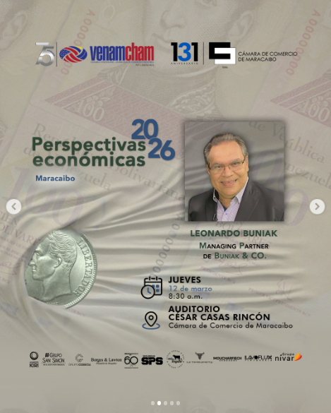 VenAmCham's tweet image. #PerspectivasEconómicas2026 en #Maracaibo

• Leonardo Buniak, Managing Partner de Buniak &amp;amp; Co
• Adalberto Zambrano, director general de AZB Consultores
• Fabián José Campos Sánchez, gerente de Escenarios de Datanalisis, C.A.

Una alianza que transforma conocimiento en acción🚀