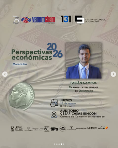 VenAmCham's tweet image. #PerspectivasEconómicas2026 en #Maracaibo

• Leonardo Buniak, Managing Partner de Buniak &amp;amp; Co
• Adalberto Zambrano, director general de AZB Consultores
• Fabián José Campos Sánchez, gerente de Escenarios de Datanalisis, C.A.

Una alianza que transforma conocimiento en acción🚀