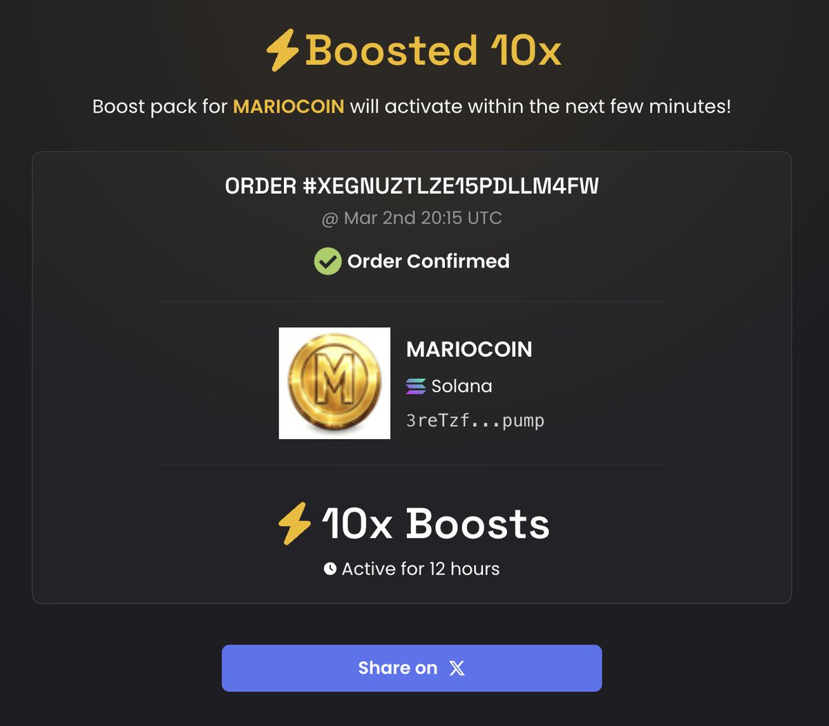 All funds are used for marketing another 10X for $MARIOCOIN for the next 12 hours.