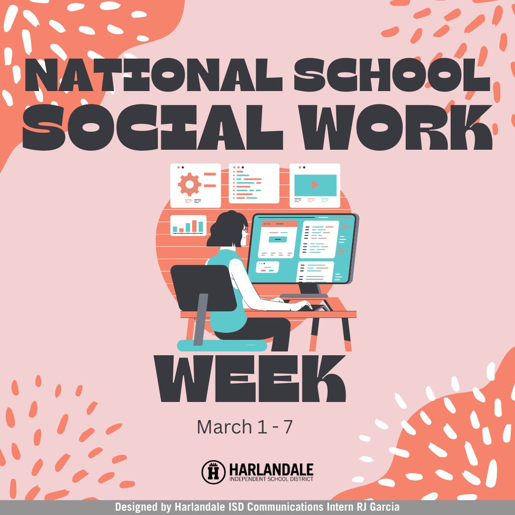 HarlandaleISD's tweet photo. National School Social Work Week is an opportunity to recognize the important role Harlandale ISD school social workers play in supporting students and strengthening our schools.

Thank you for the care and guidance you provide our campuses and throughout our community. 

#NASW https://t.co/CGbUOcXCMc