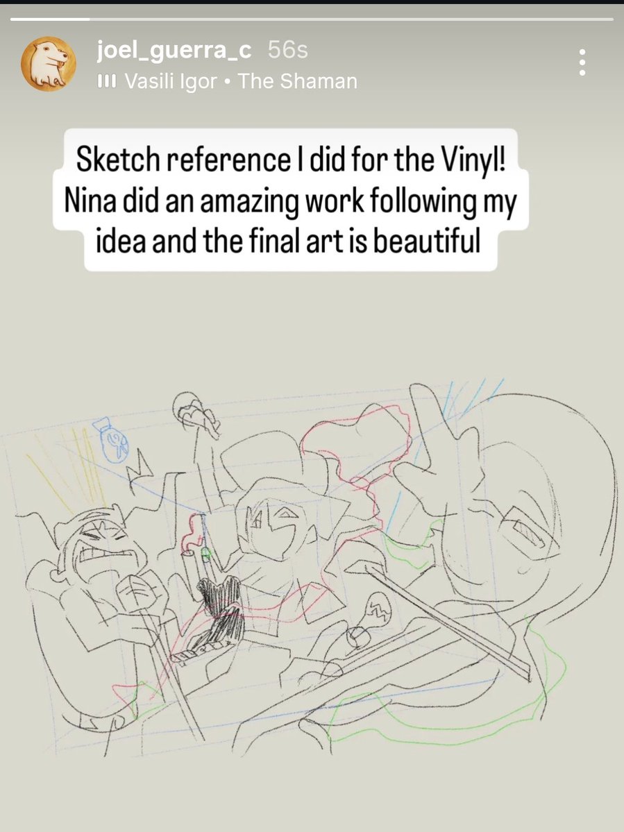 Joel posted on his story featuring the sketch reference of the vinyl's cover!