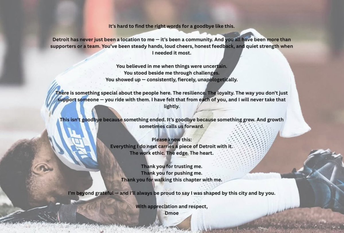 David Montgomery's goodbye message to Detroit 💙