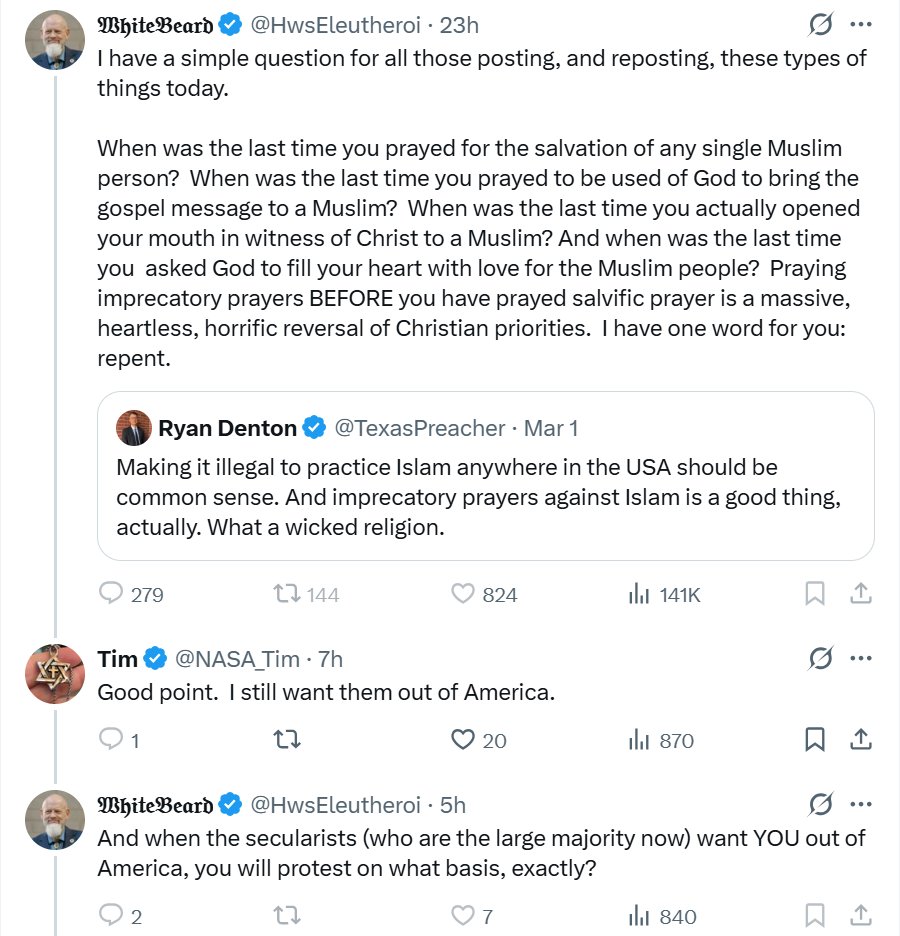DefiantBaptist's tweet photo. It's the same tired objection from the boomers, every single time:

"You can't use the levers of power to create a Christian nation because those same levers will eventually be used against you. Just wait, wait some more, and then keep waiting for the magical revival to happen. Until then, be satisfied with knowing that you have the 100% consistent worldview of a beautiful loser."

But in point of fact, this danger that the boomers constantly warn us about is already here. The attacks are currently being levied against us, fast and furious. But these disproportionally affect younger men, not people like James White. So, we are scolded and told we need to endure like he does, even though his suffering is essentially non-existent.

And so, with no apologies to James White, we're going to take our country back, and we don't care how he feels about that.