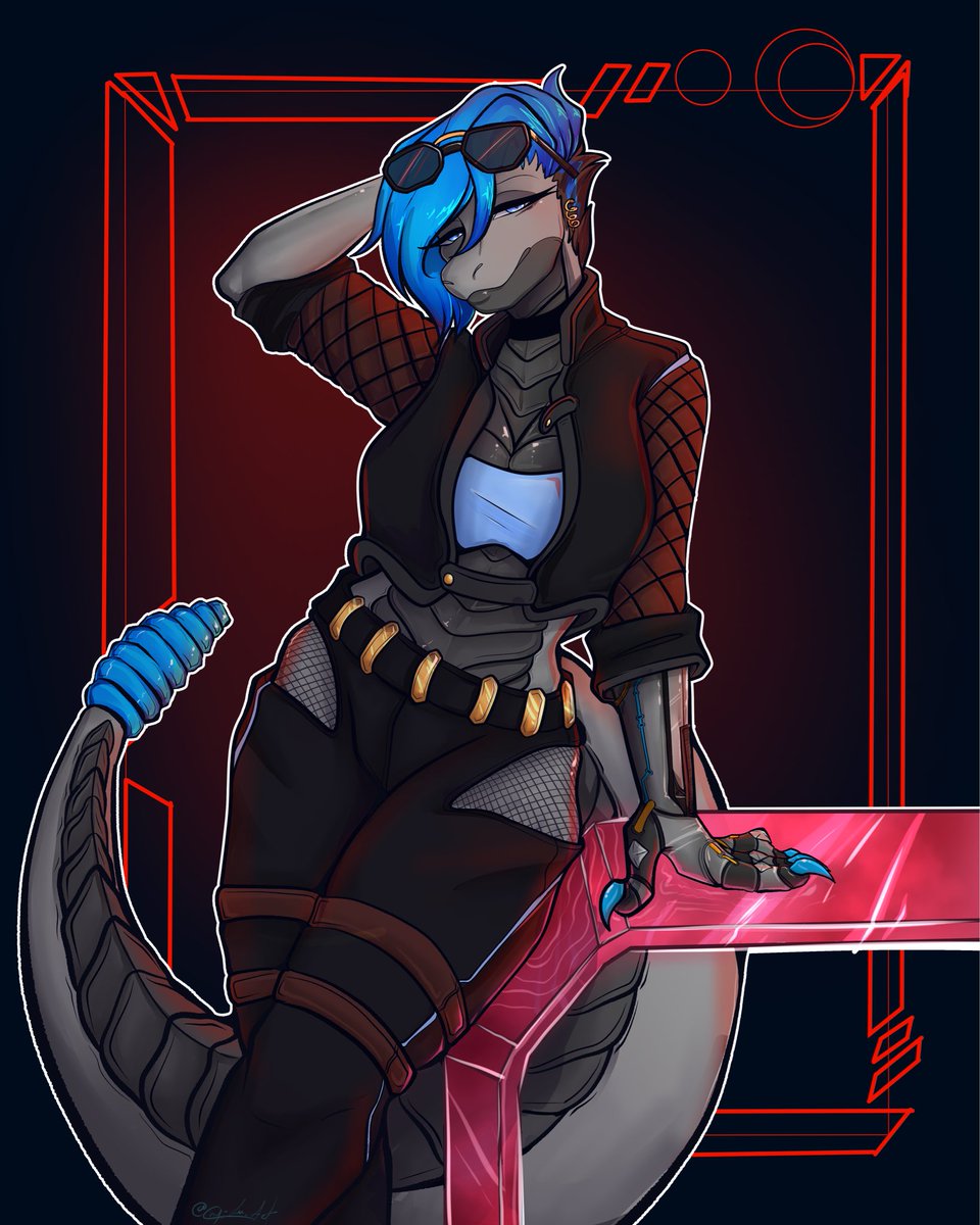Chyleeart's tweet photo. Finished com for RenaSnek. Enjoy the cyber punk snek

#furryartist #snek #commissionart https://t.co/dhT3pCLEHY
