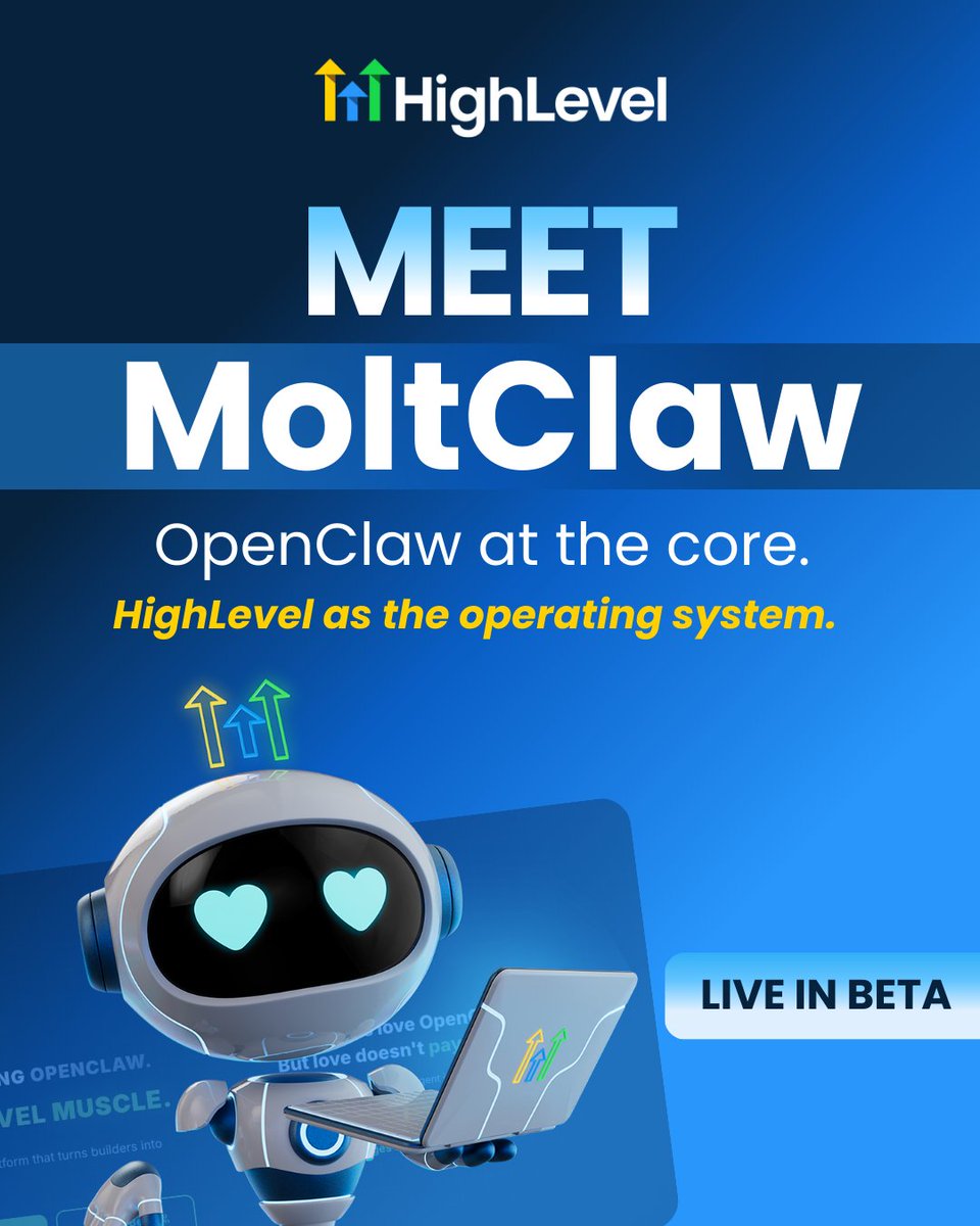gohighlevel's tweet image. AI is maturing.

The winners won’t just build smarter agents.
They’ll build infrastructure around them.

MoltClaw is our step in that direction.
Built on OpenClaw.
Powered by HighLevel’s operating system.
Now in beta.

Details here 👇
gohighlevel.com/post/moltclaw-…

#HighLevel #OpenClaw