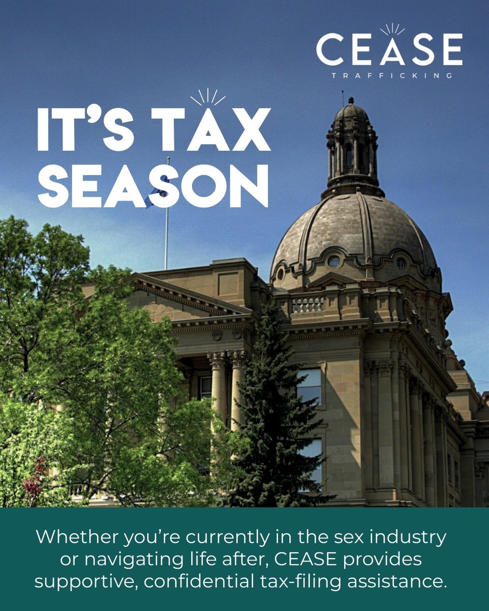 ceasenow's tweet image. Tax season can be overwhelming, but you don’t have to navigate it alone.
CEASE provides compassionate tax‑filing support for survivors and individuals in the sex industry. 💜
 
#CEASE #TaxSeasonHelp #SurvivorSupport #YEGCommunity #FinancialWellness #EdmontonResources #YEG