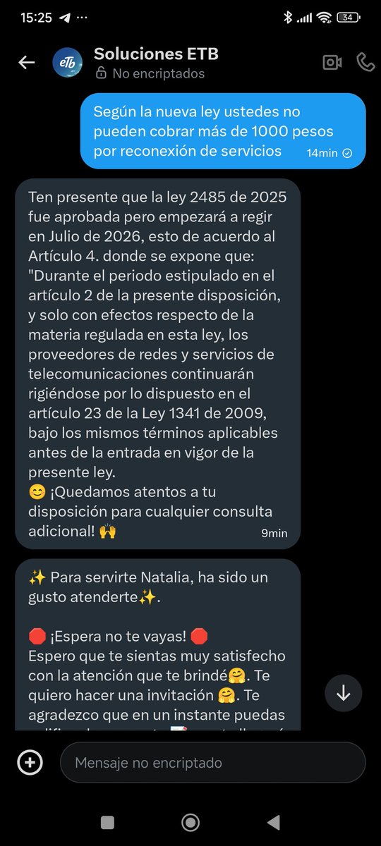 naturoca_'s tweet photo. ya que me están cobrando reconexión de servicios por (y que ojalá les sirva para pagarle mejor a sus empleados) POR FAVOR REQUIERO SOPORTE TÉCNICO PORQUE PARA COBRAR SON BUENOS PERO SU INTERNET ESTÁ DEL ASCO Y LLEVO MUCHO QUEJÁNDOME Y NO DAN RESPUESTA. @ETBsoluciones @sicsuper https://t.co/C5VGQvAHGp