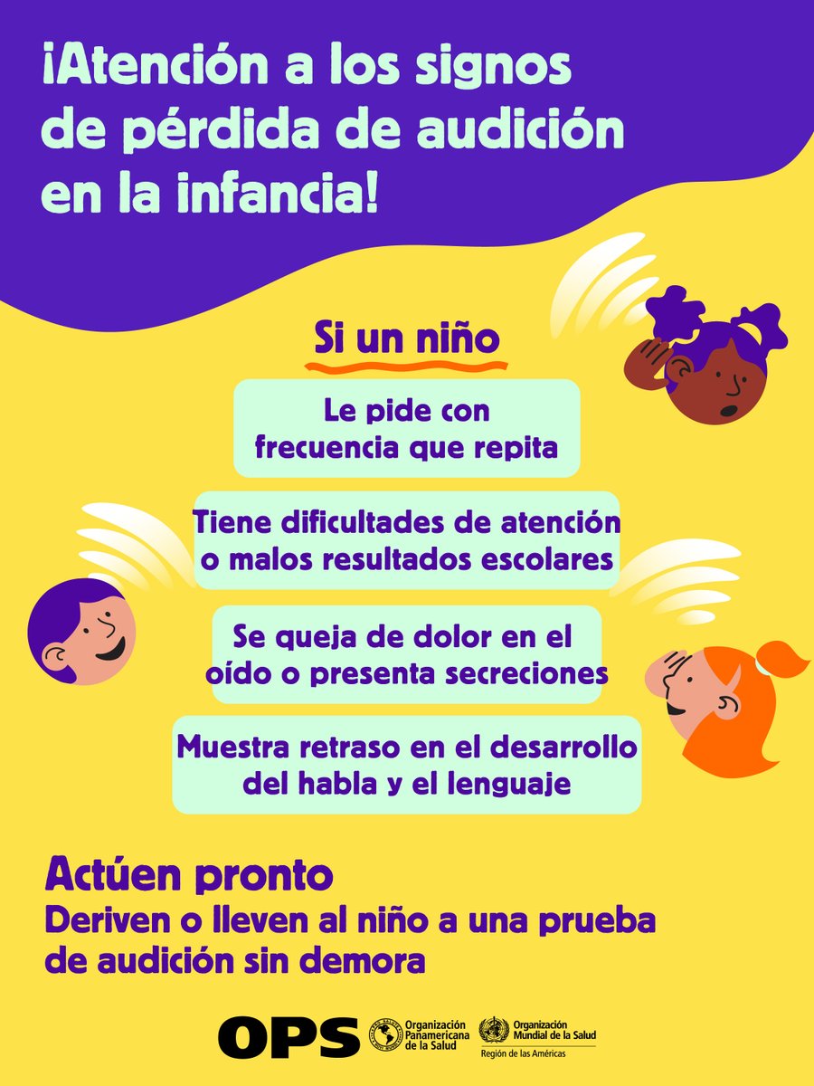 opsoms's tweet photo. Más del 60% de la pérdida auditiva infantil es prevenible mediante medidas sencillas y costo efectivas de salud pública.

Fomentemos una audición saludable a lo largo de toda la vida y la práctica de la escucha segura.

#DíaMundialDeLaAudición https://t.co/gE3xJCMmLL