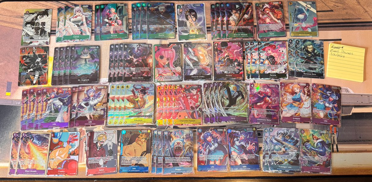 Selling cards for 85% TCG lowest verified
-DM for WCI Nami Mat and Nami Championship Card inquires
-One Piece BCF, Roger, Chopper, Bulma sleeves $20 
-Rest of sleeves $15 
-Luffys Elbaph Figure $65

Trusted Seller  :) 
Retweets appreciated!

<a href="/BUYSELLTRADETCG/">BUY/SELL/TRADE TCG</a>