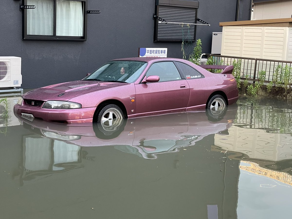 garuda_max's tweet image. 集中豪雨による半水没から奇跡の復活を遂げたヤンキーパープル号です😊

#33の日
#R33 
#GTR