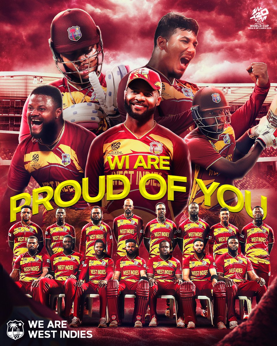 You fought valiantly to the end.

You carried the weight of the dreams, hopes and unrelenting character of our region on your shoulders.

You inspired millions and captivated the hearts of many around the world.

To our Men In Maroon, WI are proud of you!🌴🏏❤️