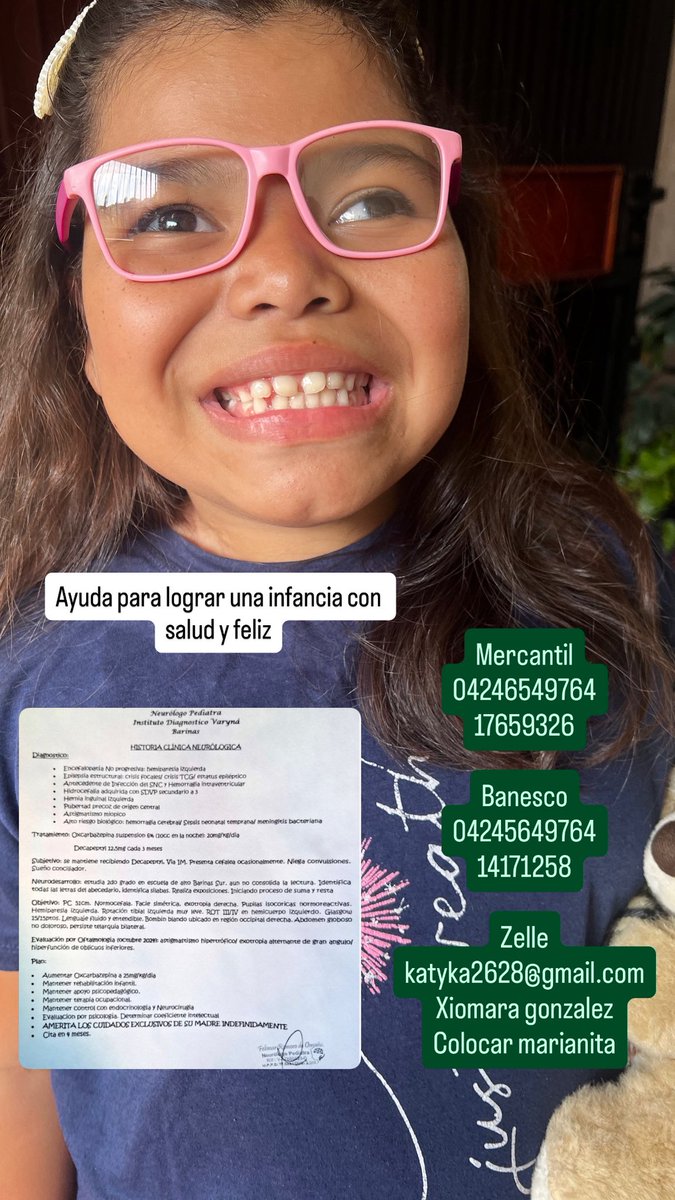 Soy Mariana tuve un derrame cerebral al nacer dependo d tratamientos costos ,una válvula,terapias y una operación en mis ojos $3000 cada aporte suma 🙏🏻
Dios les pague 

gofund.me/44d83ff1