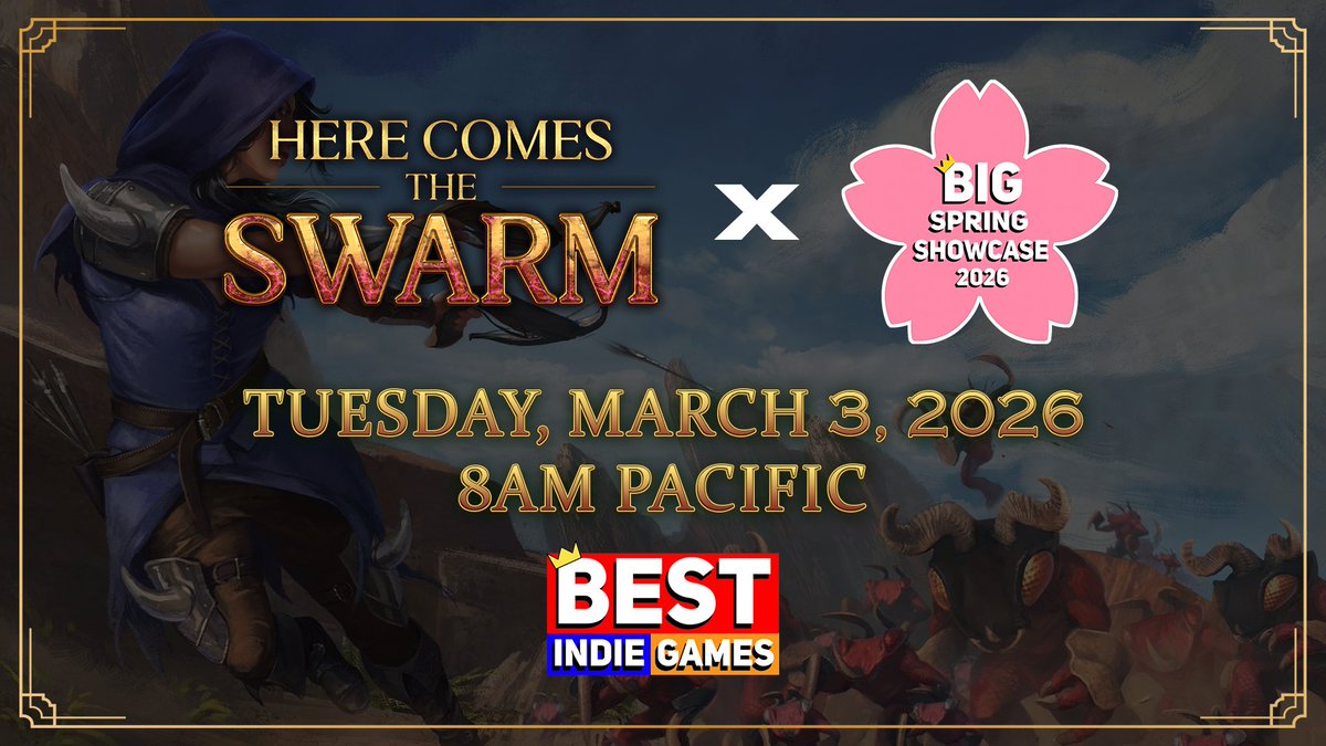 The Big Spring Showcase 2026 is tomorrow!

@ClemmyGames will highlight indie games everyone can obsess over next, and we’re happy to be part of it.

Teaser of some of the games that will show up: youtube.com/watch?v=IgfUuQ…

🌸🪲 Showcase Premiere: youtube.com/watch?v=AgAIru…