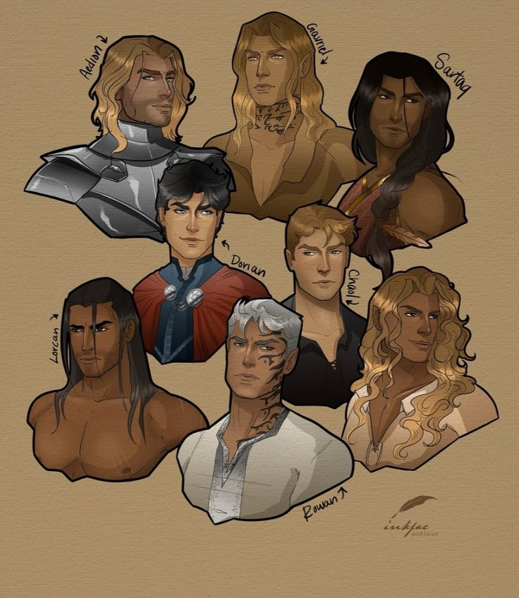 Os homens de Trono de Vidro por inkfaeart 💚