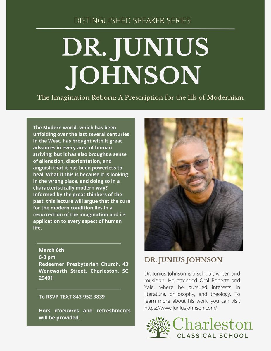 DrJuniusJohnson's tweet photo. This Friday in Charleston! (Rescheduled from snowpocalypse) Hope to see you there! https://t.co/KJOPtZXVQq