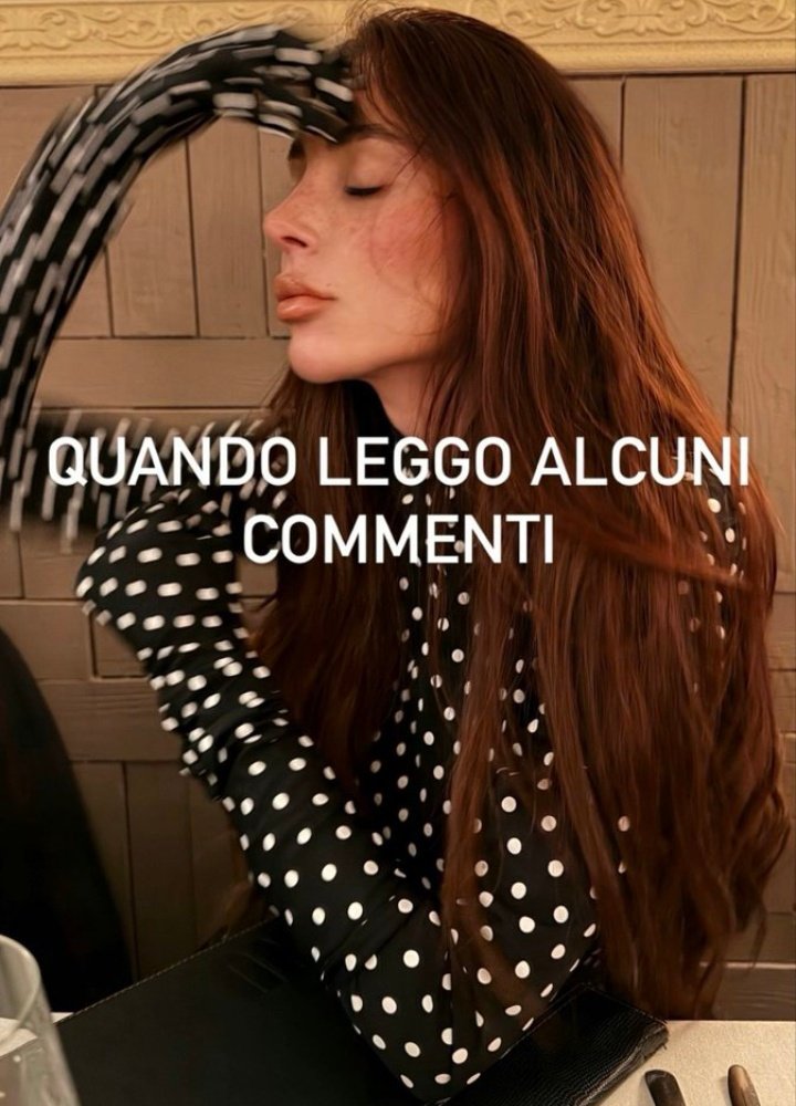 Stupenda✨️✨️😍

Per quanto riguarda quei "alcuni commenti" lei ci fa il meme ma credo di sapere bene come ci sta davvero.

Tu che scrivi "curati" per giudicare una persona per un cambiamento estetico sappi che è per la tua cattiveria che dovresti cercare una cura👋🏻
#tommavi