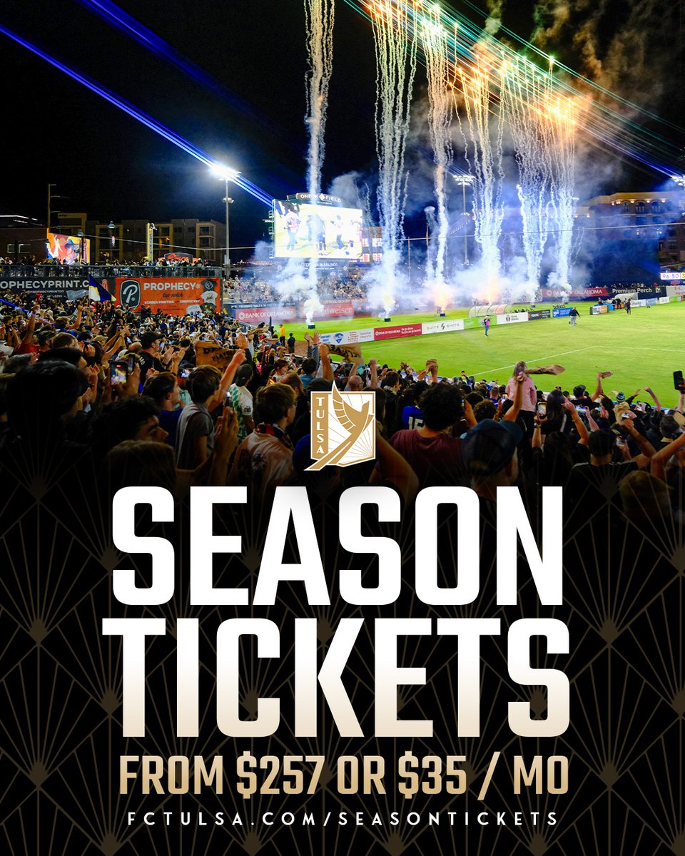 Have you locked in your seats? 🔐
 
Fans can secure the best seats in the house ahead of our Home Opener on Saturday, March 14, at 7PM, and all season with a 2026 Season Ticket Membership!

🎟️➡️ fctulsa.com/seasontickets/