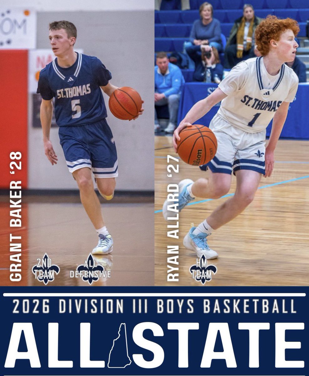 STA_Athletics's tweet image. NHBCO D3 All State Boys Basketball Selections.  Grant Baker and Ryan Allard 

#saintspride #stalux #luxintenebris @stalux @nhsportspage @jaypinceSMG @NHULSports @WMUR9_sports @nhhssports
@Ball603NH
