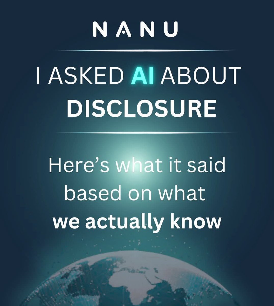 NanuProject's tweet photo. This Weeks Community Highlight from our community!
It feels like disclosure.
AI disagrees.
#CommunityHighlight #AIPerspective
#MomentumOrMirage #DisclosureDebate https://t.co/YkHmKqdu4H