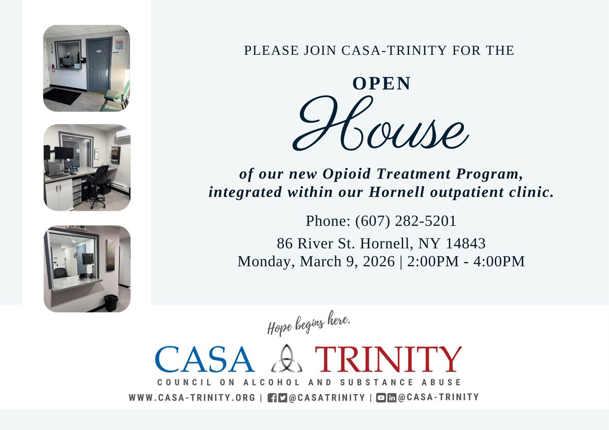 We are less than a week away from the grand opening of our Hornell Opioid Treatment Program — and we couldn't be more excited to bring expanded, evidence-based care to our community.
Come celebrate with us! 💜
📅 Monday, March 9
⏰ 2:00 – 4:00 p.m.
📍 86 River St., Hornell, NY