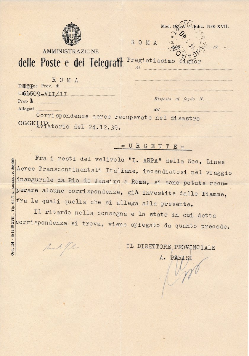 Fabrisperizie's tweet photo. #FILATELIA &amp; DINTORNI 139 di D. #Fabris

https://t.co/GULbtD3WfV

1939 (21/24 dic) Volo inaugurale #Brasile - #Italia #RioDeJaneiro #Roma Volo interrotto a #Tamanar (#Marocco)

#philately #briefmarken #stamp #sello #timbre #philatelie #brasil #rome #interrotto #lati #crashmail https://t.co/UaFVqDHWHz