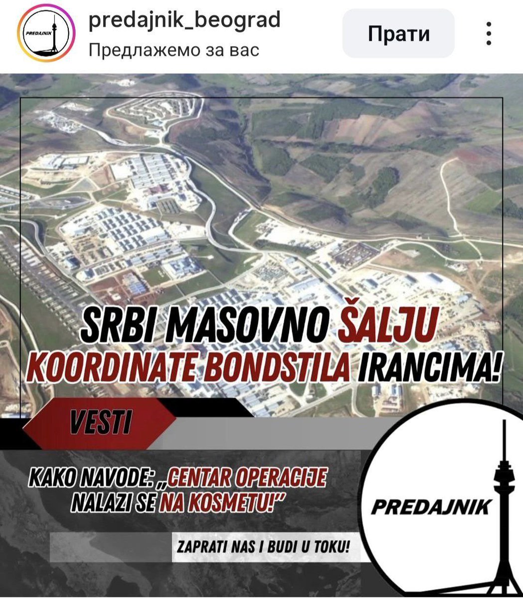 🇷🇸🇮🇷 Amazing things are happening 🤣

Serbs are flooding Iran with the coordinates of NATO’s Bondsteel base in Kosovo.