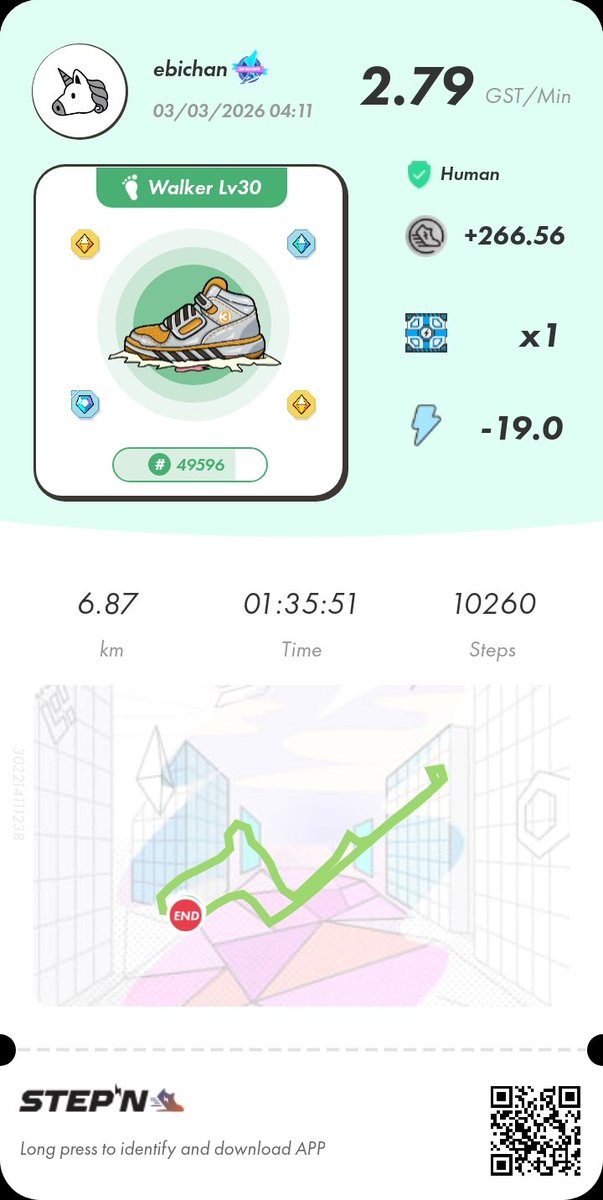 stepn終わり
あとアンコ靴1つ買って20エナにしたら次はジェム買う