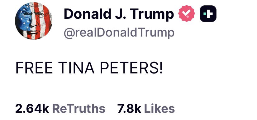President Trump posts in support of Tina Peters