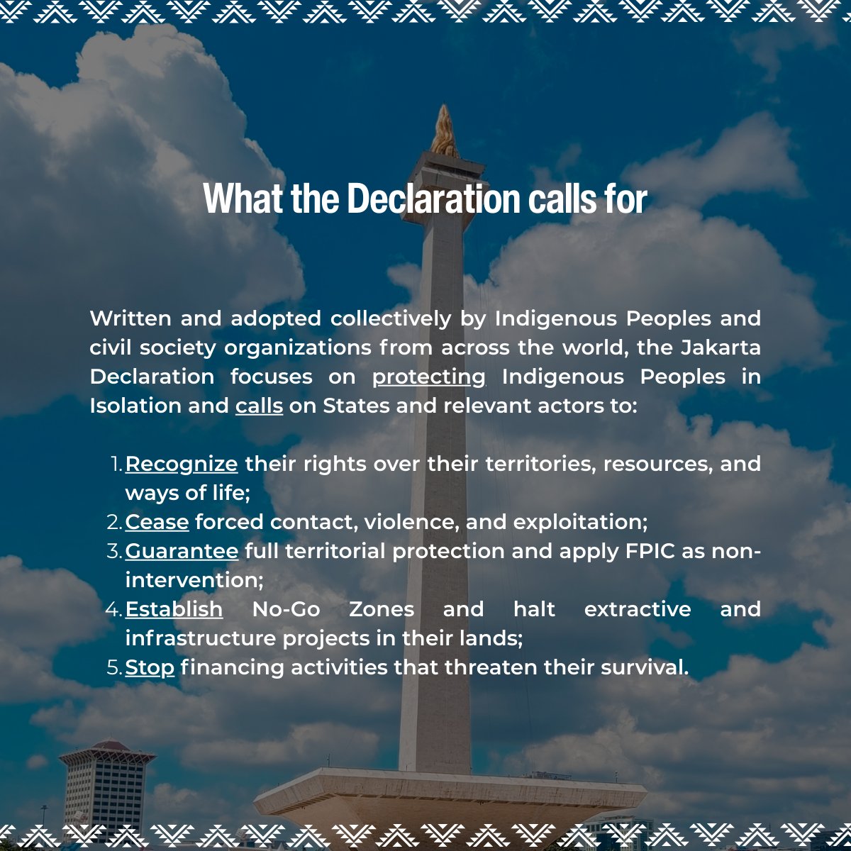 CSORG's tweet photo. Today, Indigenous representatives and civil society from 12 countries adopted the #JakartaDeclaration, an international call to protect Indigenous Peoples in Isolation #PIACI.

Read and share the Jakarta Declaration: https://t.co/teAF9g8FmF

#RightToRemainUncontacted https://t.co/2buQN0eqev
