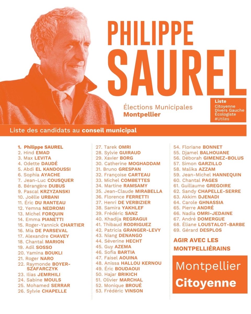 Un mandat ne repose pas sur un seul nom mais sur des femmes et des hommes engagés.

Aujourd’hui, nous dévoilons celles et ceux qui composent la liste « Montpellier Citoyenne ».
Des parcours complémentaires, des compétences solides, une expérience au service de Montpellier.