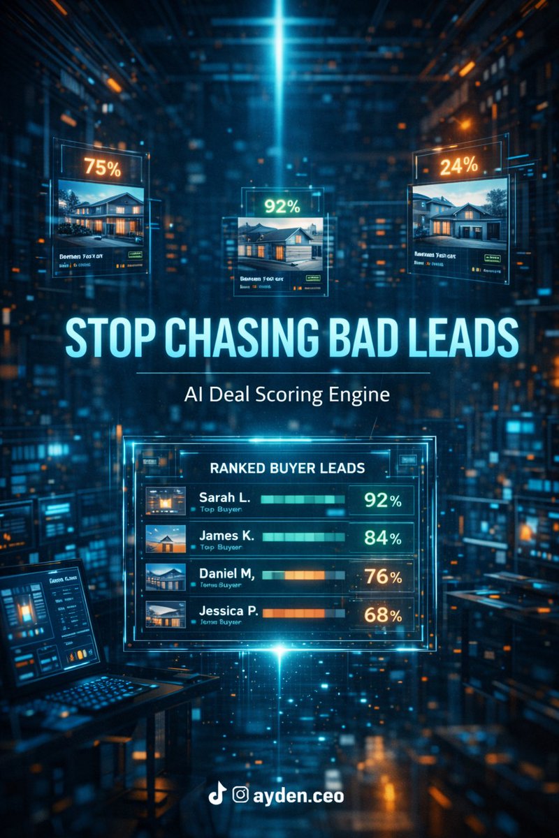 Most agents chase the wrong leads.

AI can now score buyer intent and rank deals by closing probability.

Less chasing. More commissions.

Comment PROMPT.

#RealEstate #PropTech #AISales
