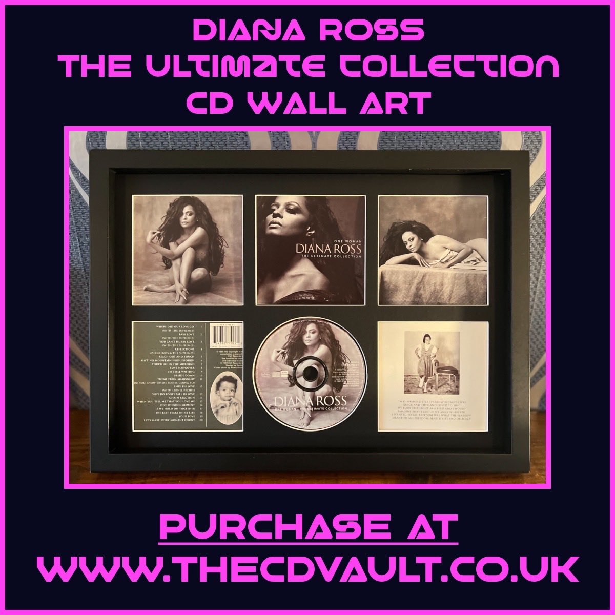 TheCDVaultUK's tweet image. Diana Ross – CD Wall Art
The Ultimate Collection

Elegant, empowering, and timelessly iconic ✨🔥

🛒 Available at 👉 thecdvault.co.uk or thecdvault.uk

#DianaRoss #UltimateCollection #Motown #SoulIcon #DiscoQueen 💿🔥