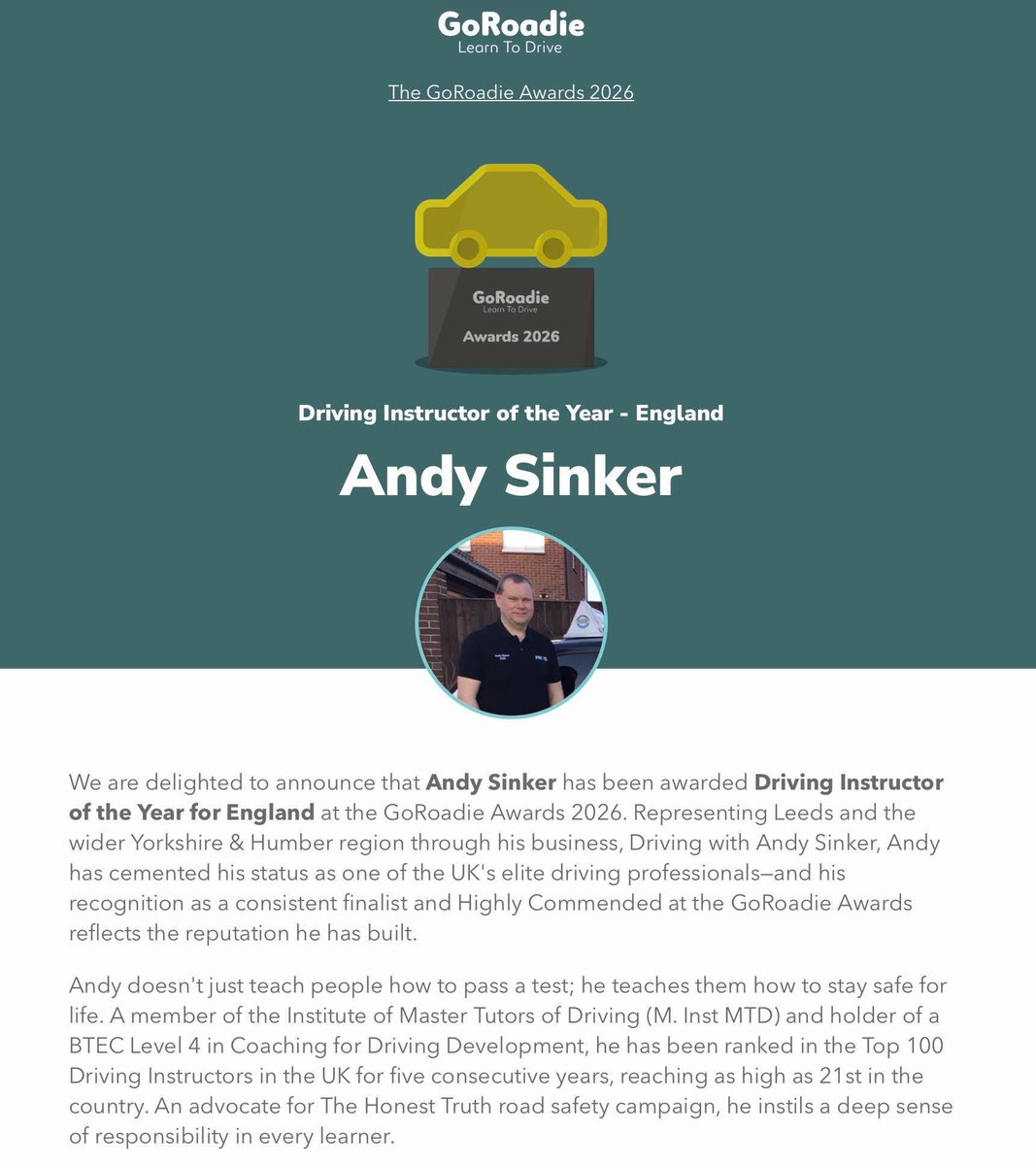 Driving with Andy Sinker tweet media