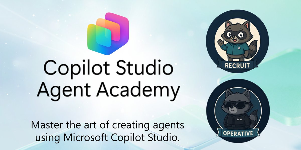 E79129Eors's tweet image. 📢 Introducing the #CopilotStudio #AgentAcademy ✨

Free, self‑paced learning to build real AI agents with #MicrosoftCopilotStudio

3 levels: Recruit ✅ Operative ✅ Commander 🔜

Start building in #MicrosoftTeams 👉 msft.it/6019QdhWB

#MSFTAdvocate #PowerPlatform #AIagents