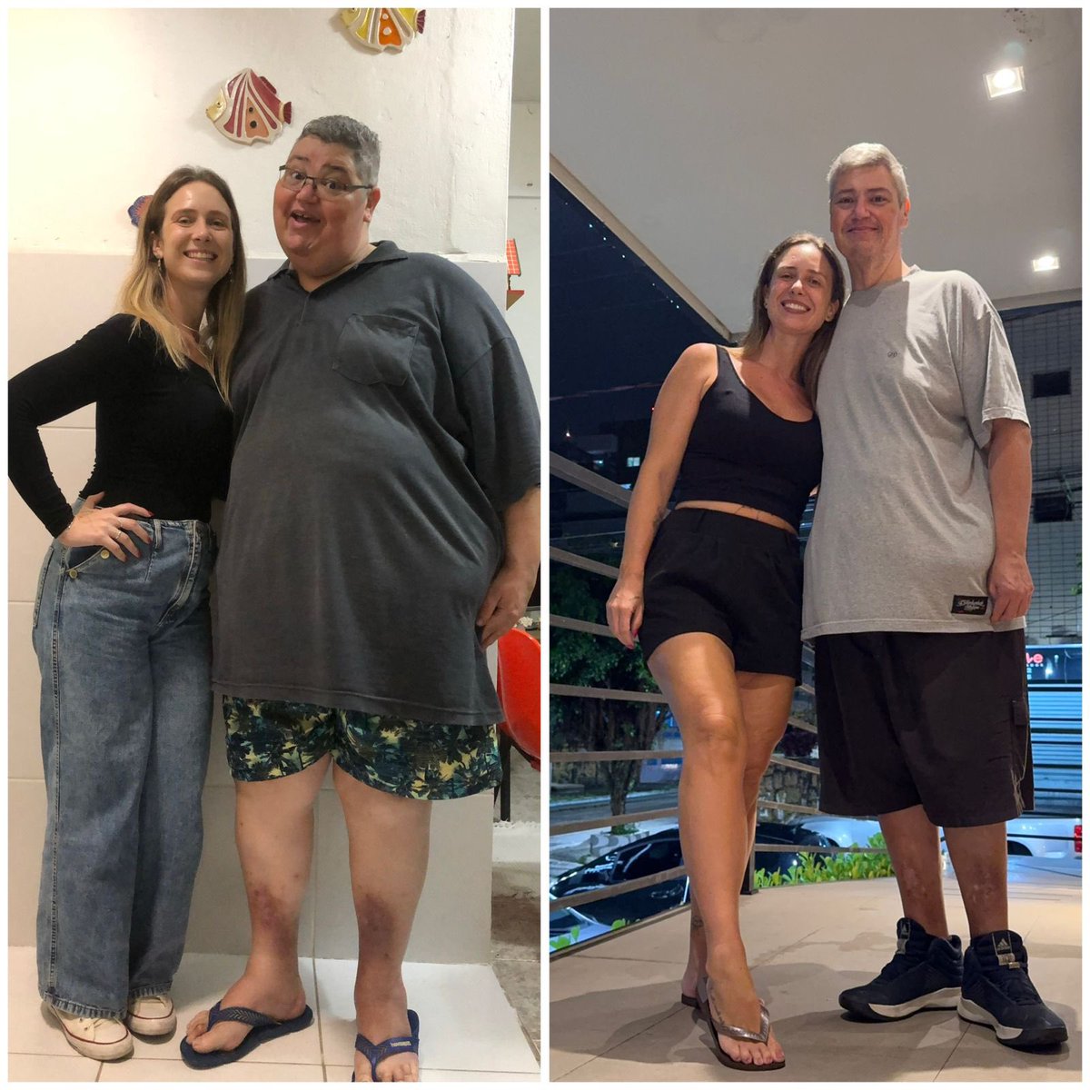 Semana passada encontrei essa amiga, a conheço desde que tinha 12 anos agora com 38. Foi ela uma das minhas inspirações par a Bariátrica, ver o sofrimento com a obesidade e depois o sucesso dela me deu segurança que era mesmo o certo a fazer!
Na foto eu com 220k e agora 120kg