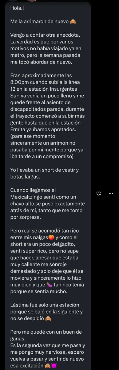 arrimonero10's tweet photo. Buen relato por parte de una chica gracias por compartir 😊 https://t.co/LYGSIDSSTZ