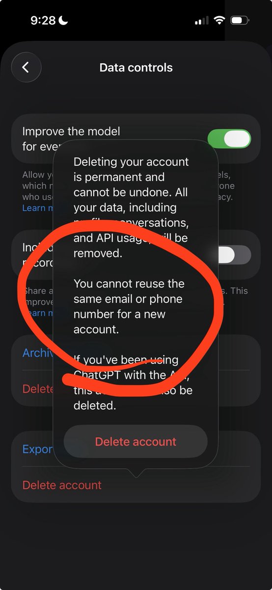 ChatGPT says you can’t use the same email or phone for a new account after deletion. But why?