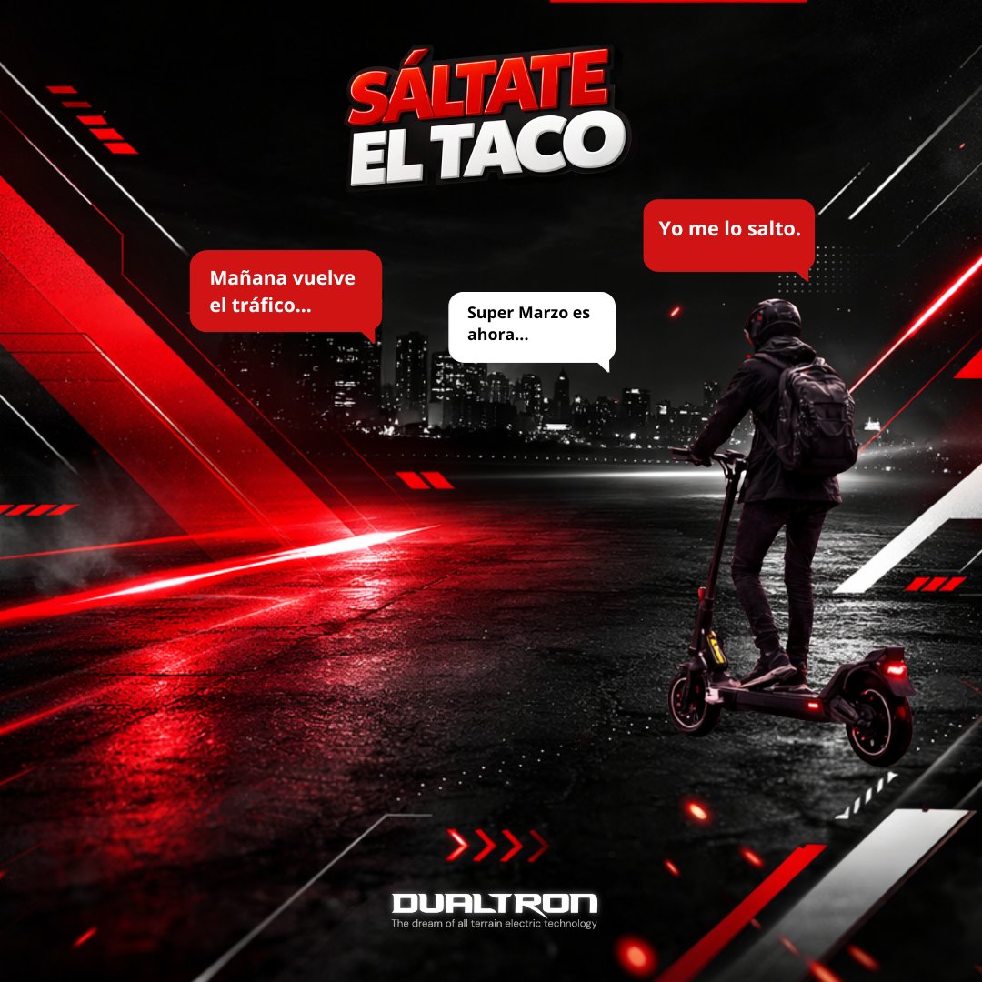 MunsacSpA's tweet photo. Mañana todos vuelven al tráfico.😥 😥 
Algunos vuelven al estrés.
Otros llegan primero.

¿De qué lado estás?

SÚPER MARZO
SÁLTATE EL TACO.

TIENDA MUNSAC
Scooter eléctrico Dualtron
Stock disponible.

#tacos #santiago #supermarzo #sintrafico https://t.co/qnq85YDoEu