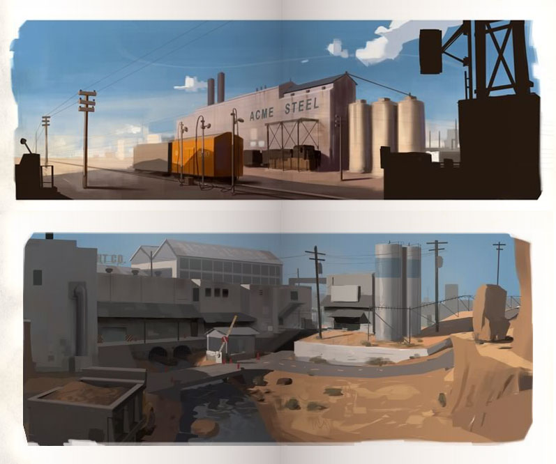 alanthefisher's tweet photo. @owenbroadcast his art helped inspire some of the early concept art and the general mid century industrial vibes for Team Fortress 2 https://t.co/gLc9PxOqzt