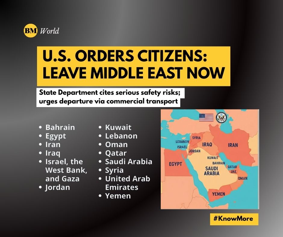 BusinessMirror's tweet photo. ⚠️ 𝗨𝗦 𝗦𝗧𝗔𝗧𝗘 𝗗𝗘𝗣𝗔𝗥𝗧𝗠𝗘𝗡𝗧 𝗔𝗗𝗩𝗜𝗦𝗢𝗥𝗬
Americans in the Middle East are urged to DEPART NOW from the countries listed, using available commercial transportation, due to serious safety risks.

#KnowMore 
#BusinessMirror 
#USAdvisory 
#MiddleEast 
#SafetyAlert 
#ConsularAffairs