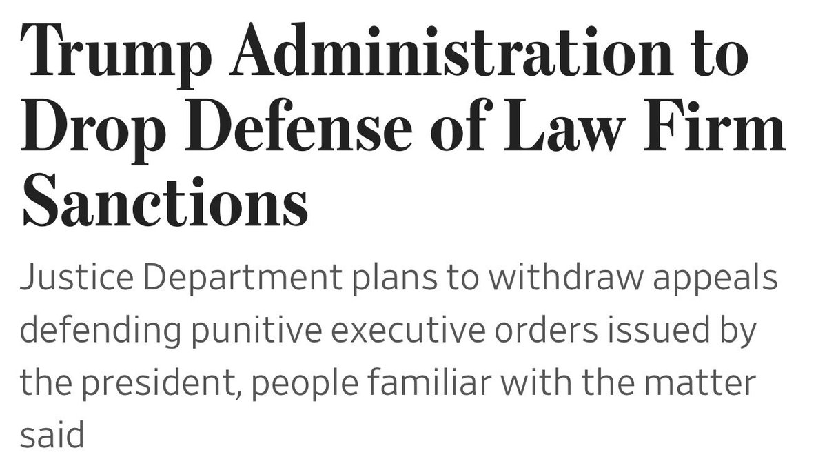 The administration cannot defend their unlawful attacks on law firms, though much of the damage is done.

Hats off to the firms who lived up to their charge of defending the First Amendment, and the right to challenge the government.

Shame on the others who put profits over