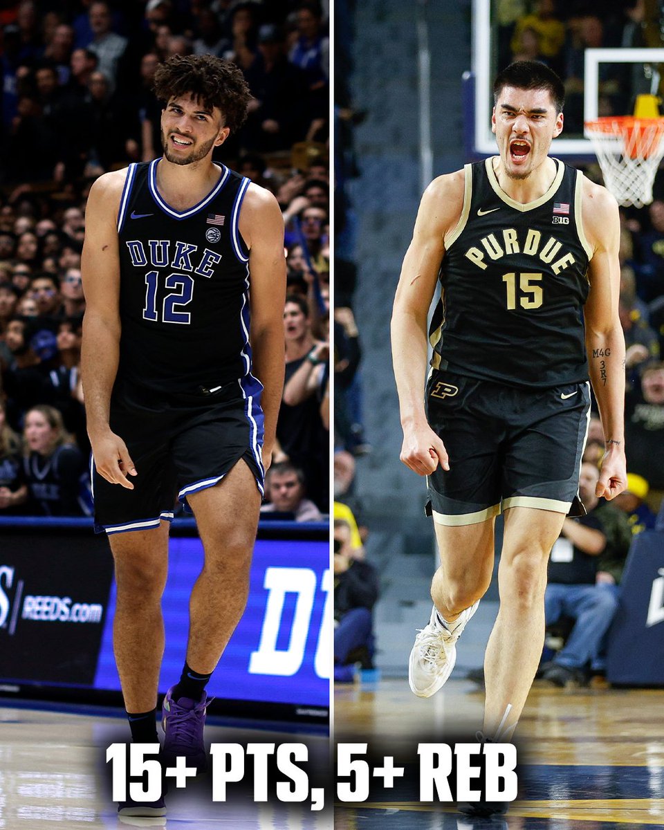 Cameron Boozer records his 24th consecutive game with 15+ PTS and 5+ REB, tying Zach Edey for the longest streak by a D-I player in the past 15 seasons 💪