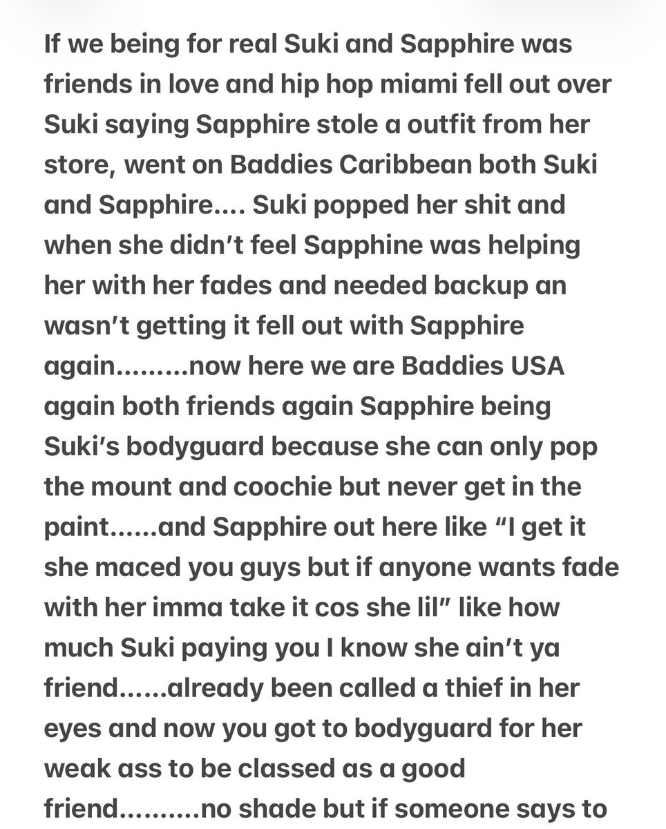 JayGJay's tweet photo. @Sapphireblazee and @sukihanagoat we just need to be honest…….take notes she ain’t ya friend may have got you back on Baddies USA to get you a job as her bodyguard but reality is if she ain’t around is baddies still gonna hire you? #BaddiesUSA #justthefacfs https://t.co/22aEcuPD3X