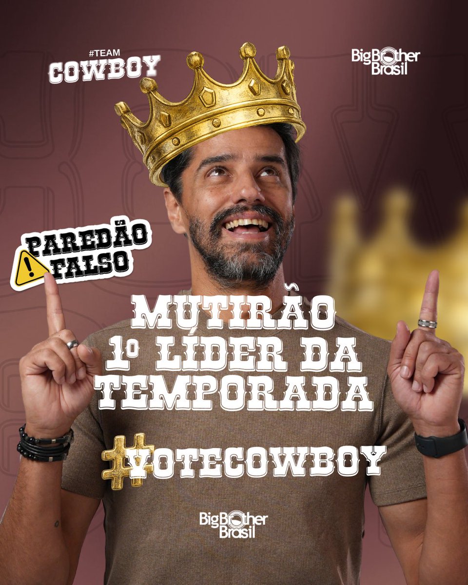 👑 MUTIRÃO 1º LÍDER DA TEMPORADA 👑

📥 A cada 10 votos, deposite uma LETRA DO ALFABETO aqui
⏰ ENCERRA ÀS 00H
🚨 Vote #FICACOWBOY

🎯 META: 6,5K RESPOSTAS

🖥 LINK: gshow.globo.com/realities/bbb/    

#VOTECOWBOY #BBB26
