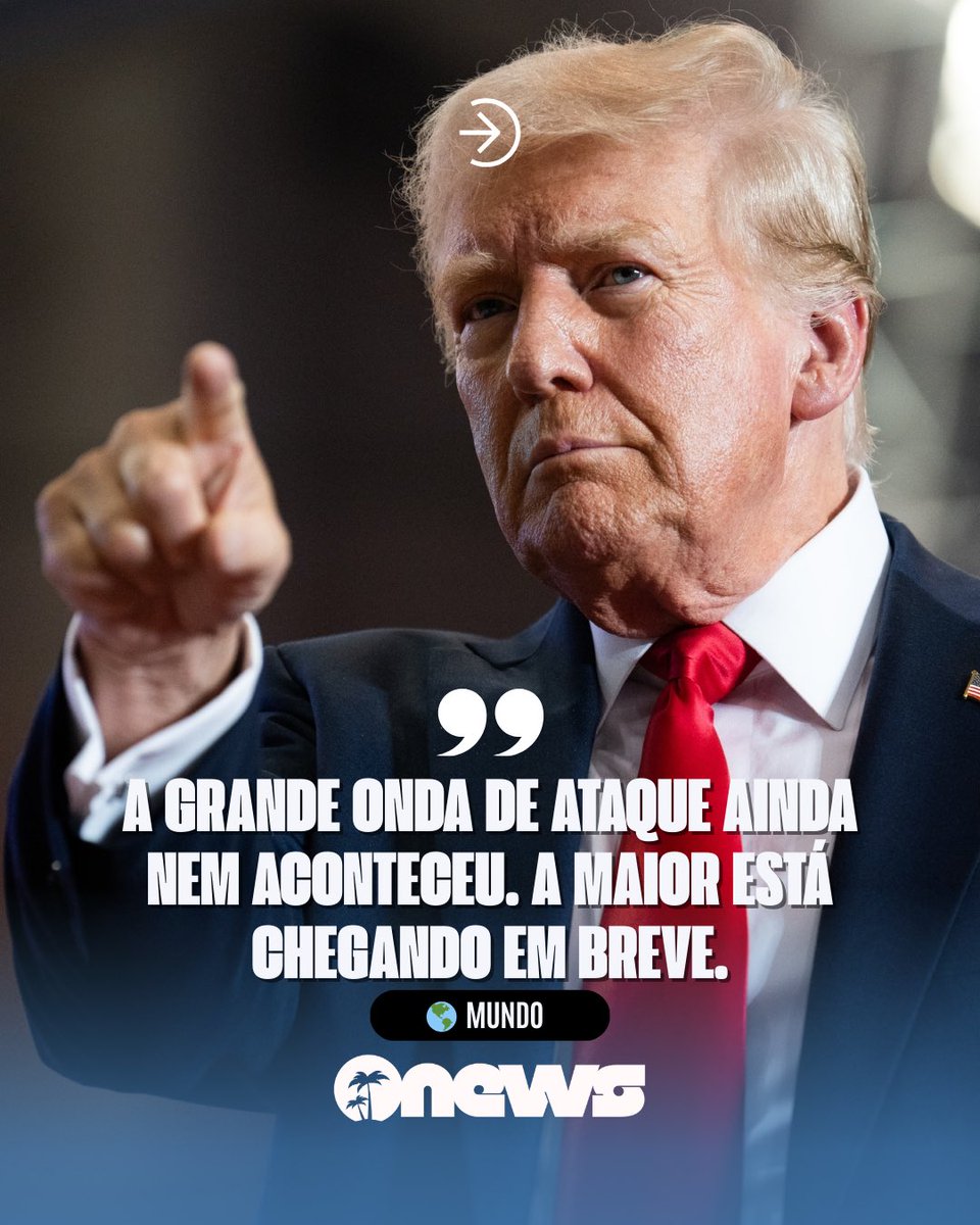 paraisoonews's tweet photo. 📲🌎 MUNDO: O presidente dos Estados Unidos, Donald Trump, afirmou que os ataques contra o Irã “são apenas o começo”.

Em entrevista à CNN, ele disse que uma nova onda de ataques pode ocorrer após a retaliação iraniana contra países do Golfo.

Siga @paraisoonews

#mundo #trump https://t.co/cv32NFy8GU