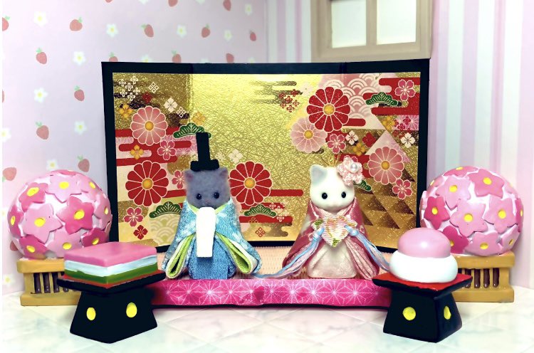 2026年3月3日桃の節句🎎🌸 #シルバニアファミリー #ハンドメイドおひな様