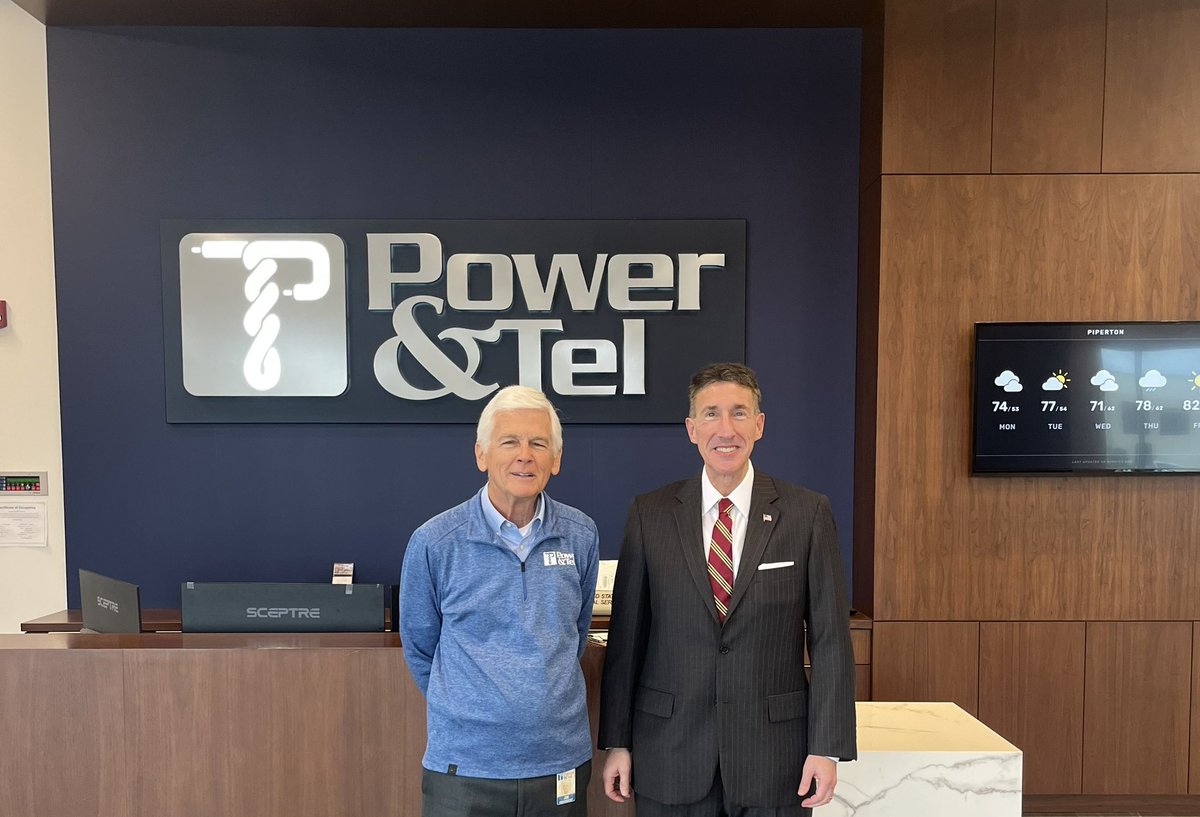 RepDavidKustoff's tweet photo. Earlier today, I had the opportunity to tour Power &amp; Tel’s facility in Fayette County. 

Thank you to Chairman Jim Pentecost and President &amp; COO Matt Spinolo for providing good jobs in West Tennessee and investing in our region. https://t.co/MsObduNrRK