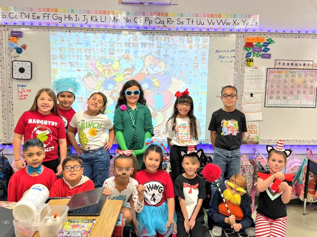 HHeights_ES's tweet photo. Happy Birthday, Dr. Seuss! 🎉 Today our scholars celebrated by dressing up as their favorite storybook characters and diving into great books! Oh, the places we’ll go! 📚✨ #DrSeussDay #ReadersAreLeaders #TeamSISD #ThrivingAtTheHive https://t.co/topQbey4my